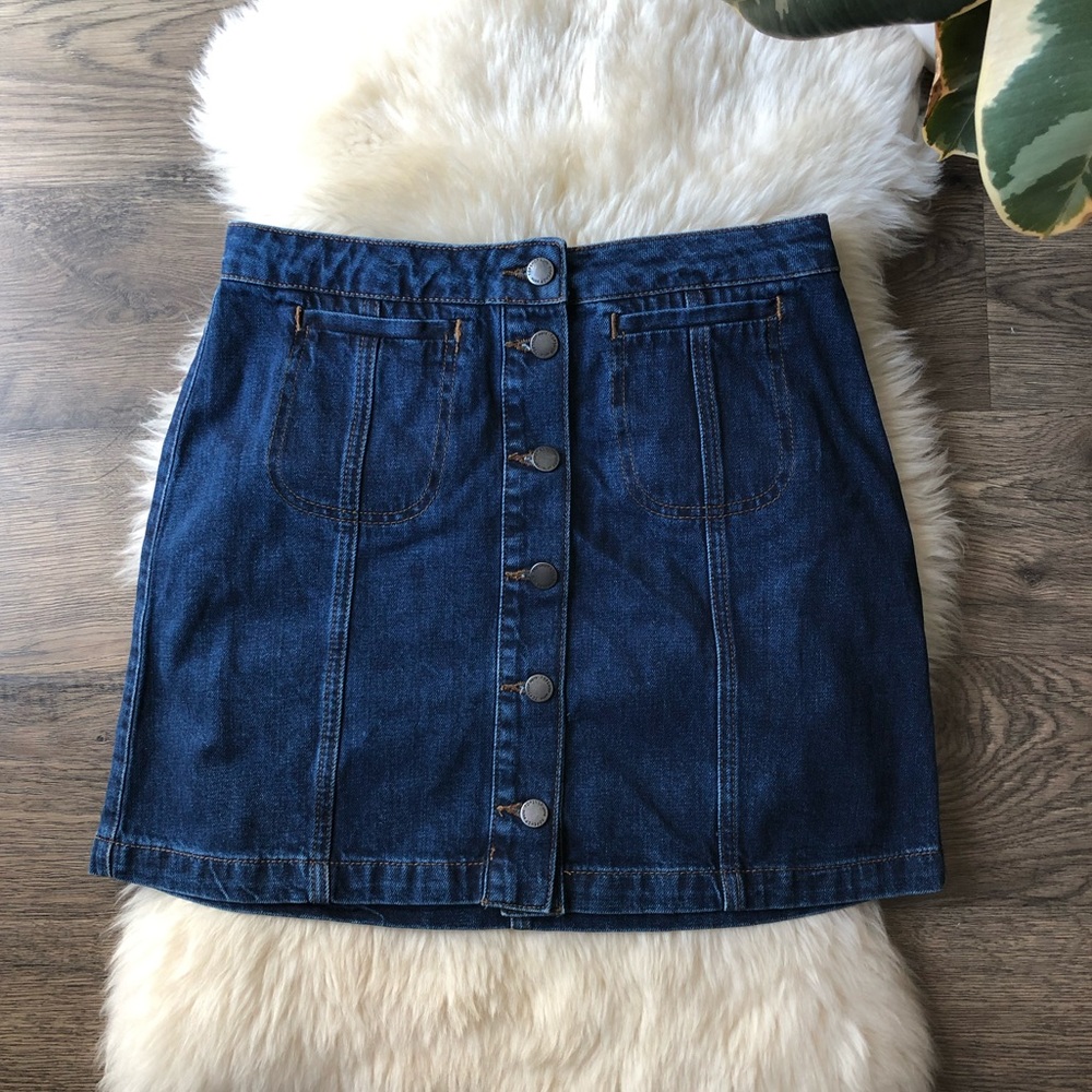 Top shop Moto denim button up mini skirt W28 (71cm